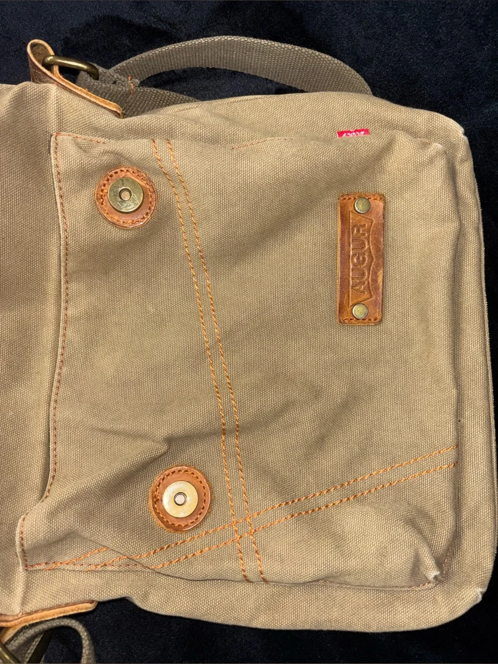 AUGUR Canvas Leather Crossbody Messenger Bag Khaki Brown Boho Utility